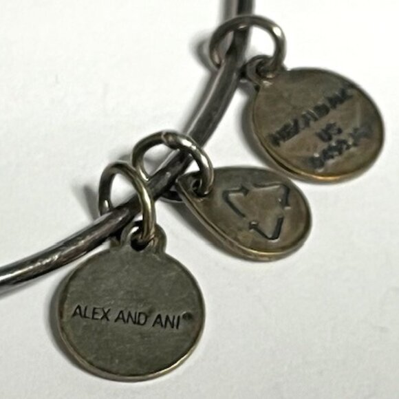 "Mom" Alex and Ani 2015 Flower Charm Adjustable Bangle Bracelet Silver Tone - Picture 4 of 11